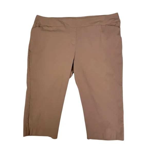 💗 PENNINGTONS Savvy Fit Capris Light Brown Size 26 Plus Size Rayon - Picture 2 of 12